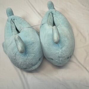 Whale Slippers Plush Cozy Slip‎ On House Shoes Comfy Blue